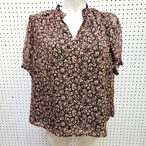 Ava & Viv Semi-Sheer Short Sleeve Plus Size Blouse